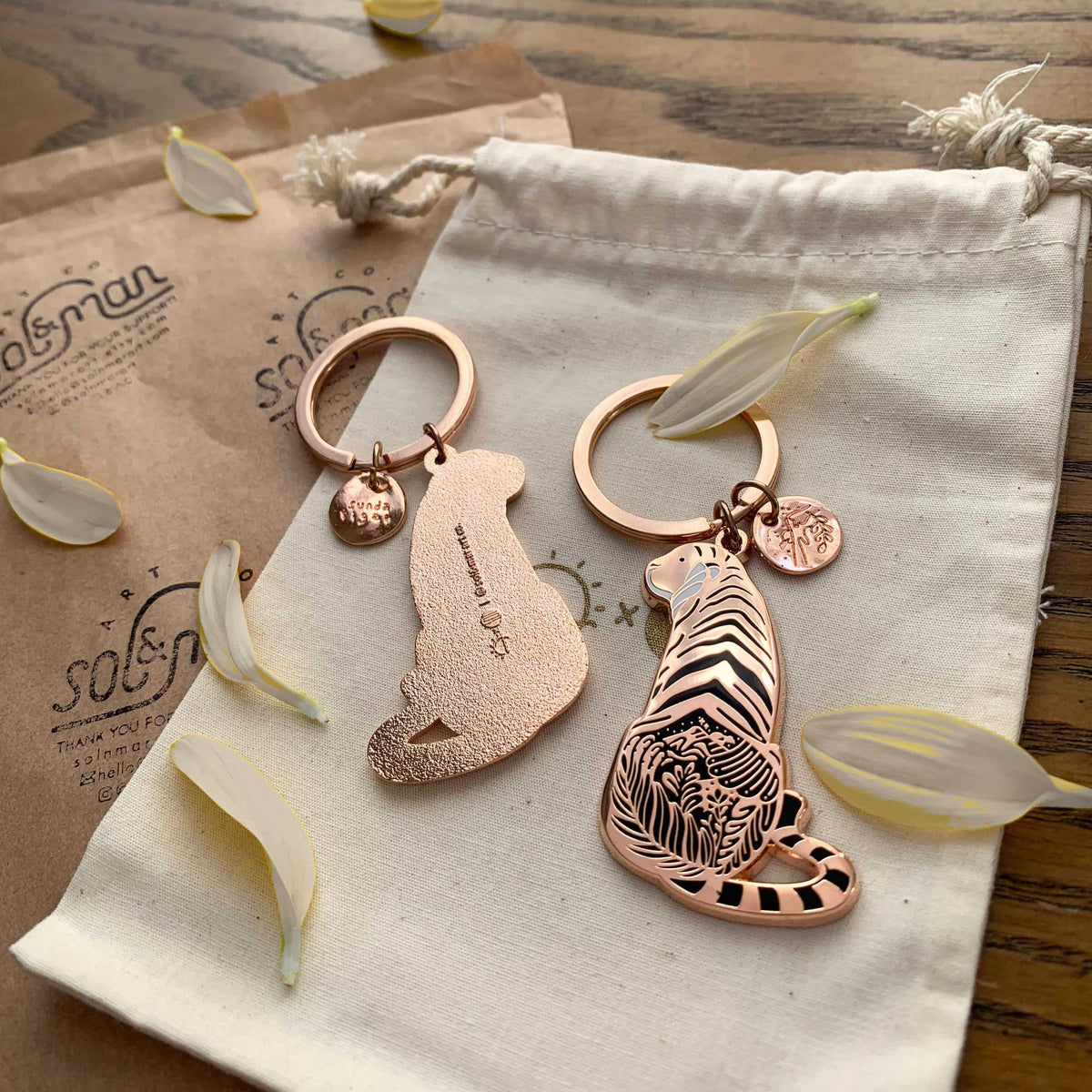 Tiger enamel Keyring + Postcard Set Keychains