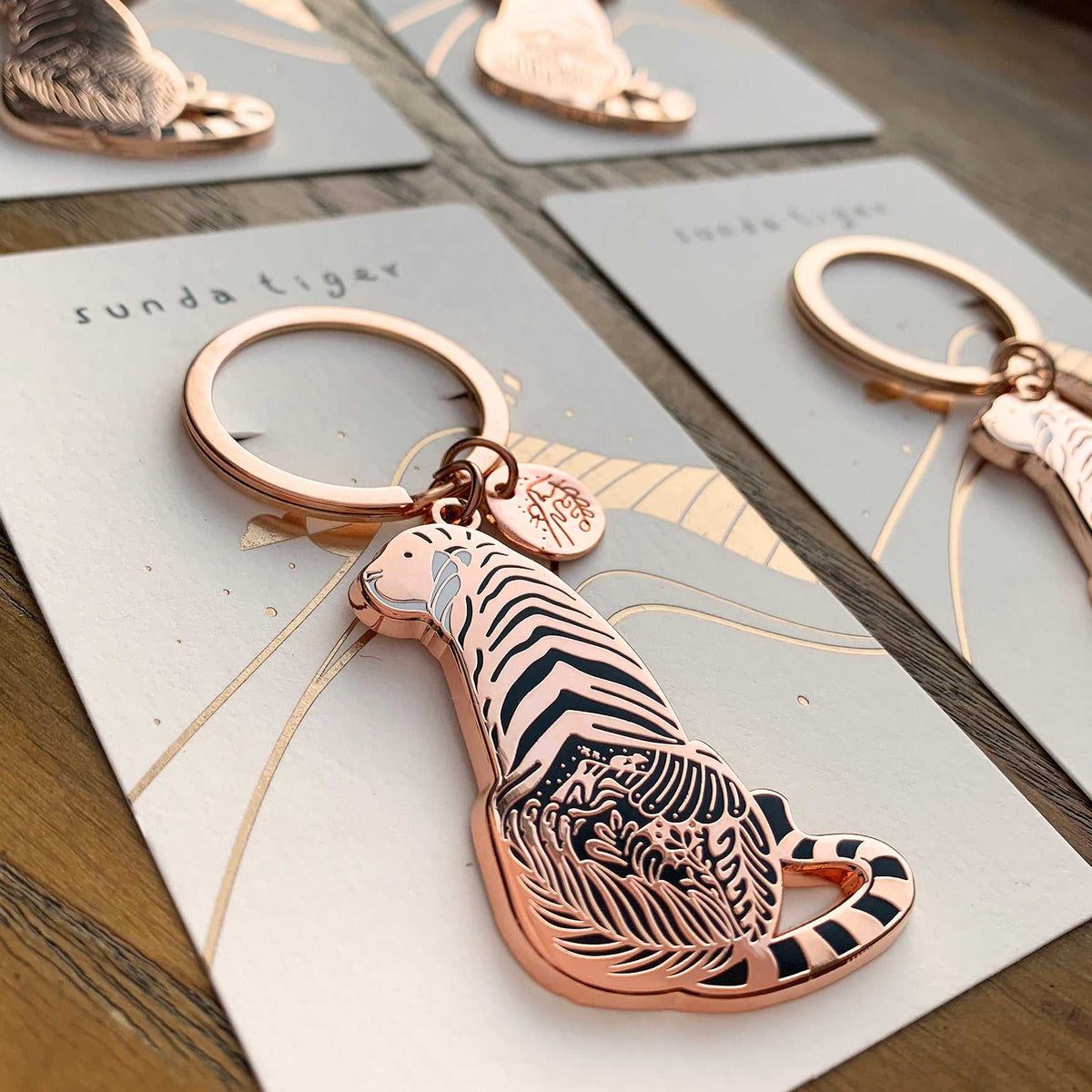 Tiger enamel Keyring + Postcard Set Keychains